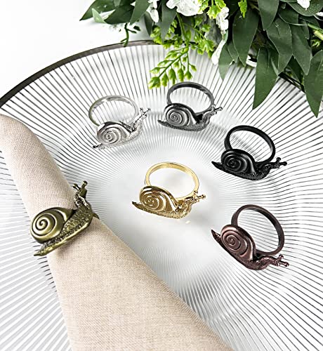 Fennco Styles Nature's Touch Snail Metal Napkin Rings, Set of 4 – Copper Napkin Holders for Family Dinner, Themed Party, Table Décor, Banquets, Holidays and Special Occasion