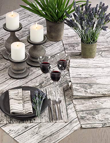 Fennco Styles Country Wood Grain Design Cotton Tablecloth - Natural Table Cover for Everyday Use, Banquets, Holiday Gathering and Outdoor Events