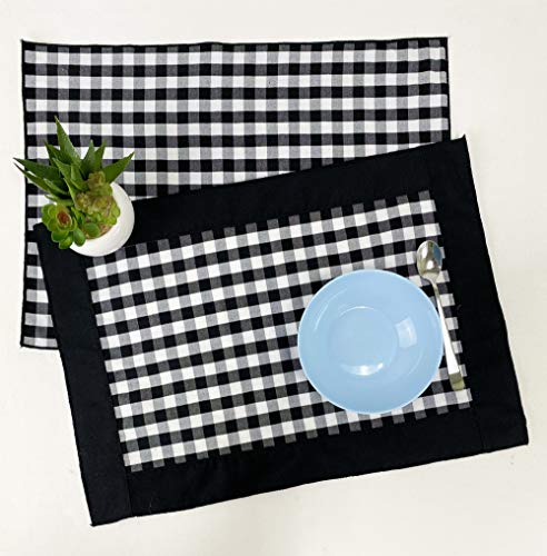 Fennco Styles Handmade Reversible Checkered Border Design Table Runner - Check Table Cover for Home, Dining Table, Banquet and Special Occasion