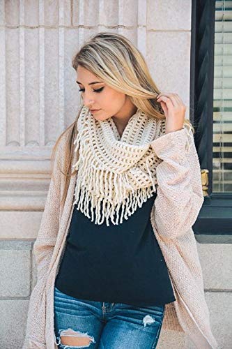stylesilove Women Cozy Knit Tassel Infinity Loop Scarf - 8 Colors