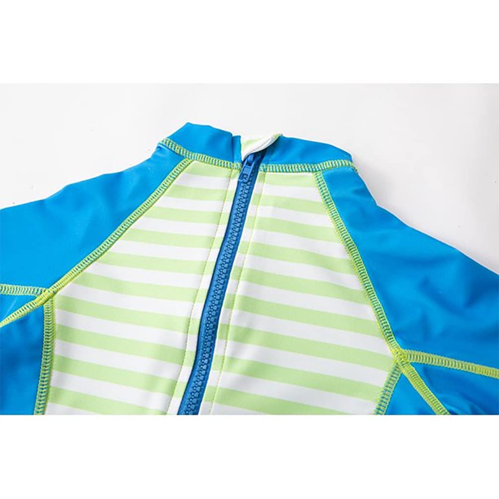 stylesilove Kid Boys Whale Shark One-Piece Short Sleeve Zipper Rash Guard & Swim Hat 2pcs Swimsuit Pool Beach Bathing Suit