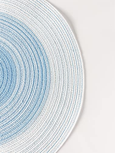 Fennco Styles Handmade Gradient Textured Ramie Placemats 14" Round, Set of 4 – Braided Table Mats Heat Resistant Insulation for Home Décor, Dining Table, Everyday Use, Banquets, Special Events