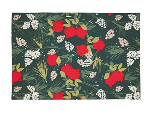 Fennco Styles Pomegranate Design Holiday Table Runner 16" W X 54" L - Red & Green Harvest Table Cover for Christmas, Seasonal Décor, Banquet, Family Gathering and Special Events