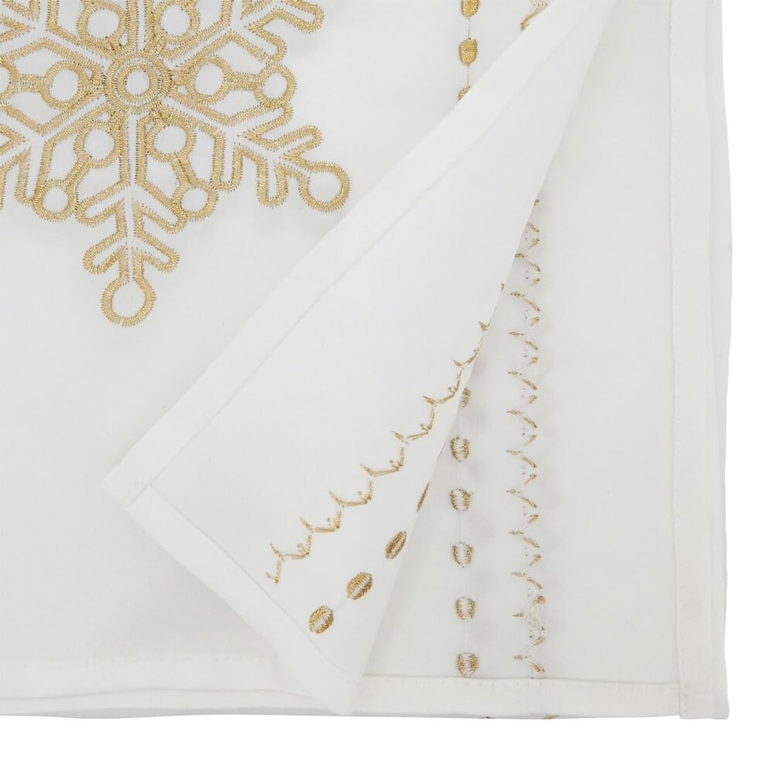 Fennco Styles Metallic Gold Embroidered Snowflake Christmas Table Runner 16" W x 72" L