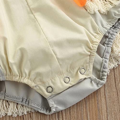 stylesilove Infant Baby Girls Lace Fringe Princess Adventure Romper Multicolor Sleeveless Flower Sunsuit Spring Summer Outfit