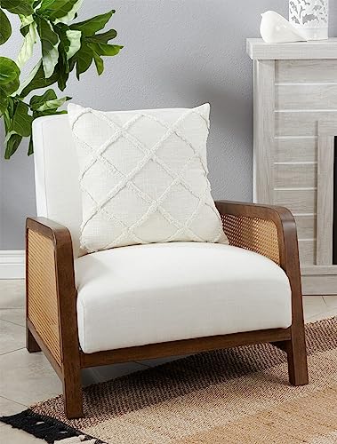 Fennco Styles Diamond Tufted Cotton Decorative Throw Pillow Cover 20" W x 20" L - Geometric Cushion Case for Home, Couch, Living Room, Bedroom, Office and Holiday Décor
