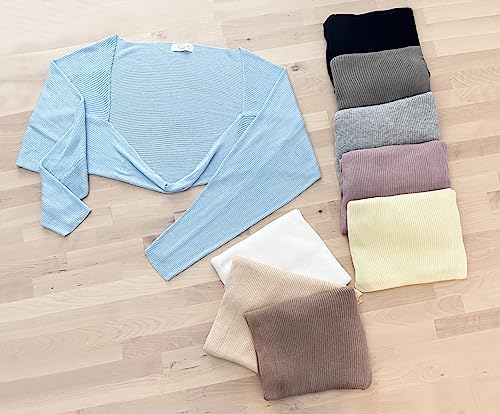 stylesilove Women Lightweight Ribbed Knit Bolero Shrug Long Sleeve Solid Cardigan Soft Sweater Open Front Cape Shawl
