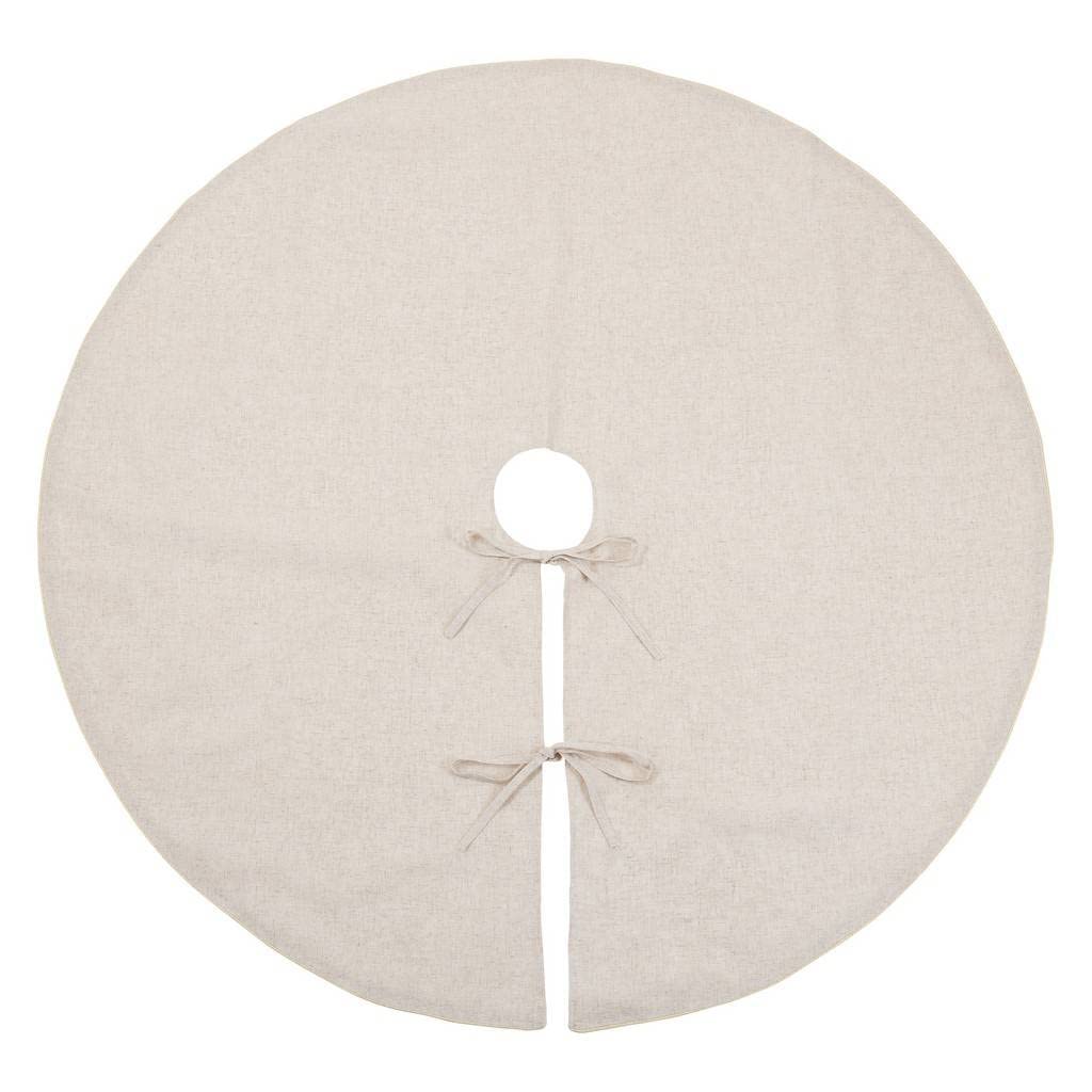 Fennco Styles Red Piping Design Decorative Christmas Tree Skirt 56 Inch Round - Linen Blend Holiday Tree Skirt for Home, Christmas Tree, Indoor Outdoor Decoration