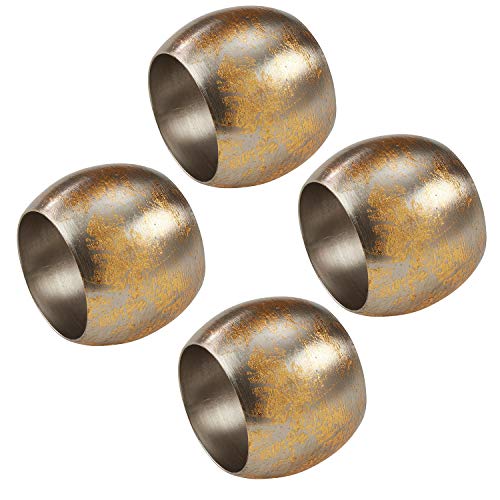 Fennco Styles Gold Plated Brass Collection Texture Design Napkin Rings - Circle Metal Napkin Rings for Family Dinners, Banquets, Spcial Event, Holiday and Table Décor