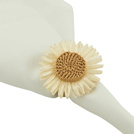 Fennco Styles Handmade Flower Design Decorative Napkin Rings, Set of 4 - White Floral Napkin Holders for Dining Table, Banquet, Spring and Summer Décor and Special Event