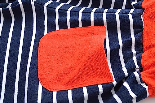 stylesilove Toddler Little Boys Striped Blue Elastic Drawstring Shorts with Pocket Summer Pull-On Everyday Cotton Shorts