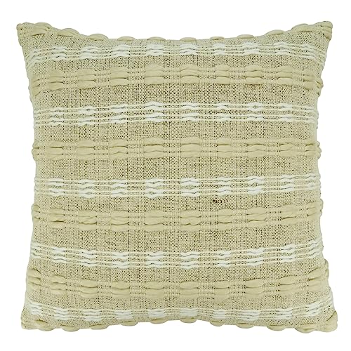Fennco Styles Natural Stripe Woven Deisgn Decorative Throw Pillow Cover 20" W x 20" L - Modern Textured Cushion Case for Home, Couch, Bedroom, Living Room and Office Décor