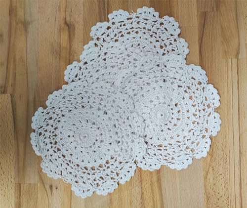 Fennco Styles Handmade Medallion Crochet Lace Round Cotton Placemat Doilies - 4 Pack