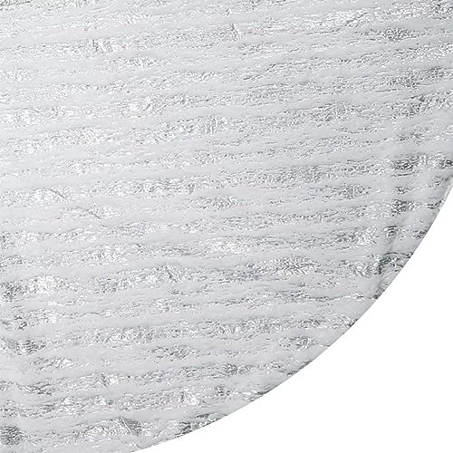 Fennco Styles Holiday Foil Print Faux Fur Christmas Tree Skirt 60 Inch Round - Silver Metallic Design Tree Skirt for Home, Holiday Tree, Indoor and Special Occasion