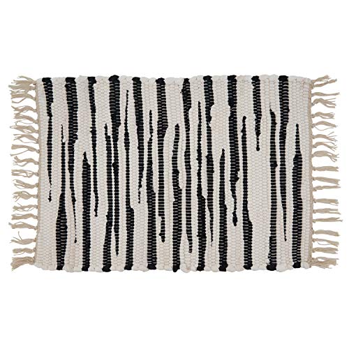 Fennco Styles Unique Chindi Design 100% Cotton Decorative Throw Pillow - Black Accent Pillow for Home, Couch, Living Room and Office Décor