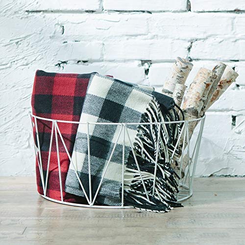 Fennco Styles Classic Buffalo Check Fringe 50 x 60 Inch Throw - Red Throw Blanket for Couch, Living Room, Bedroom, Christmas, Holiday and Home Décor