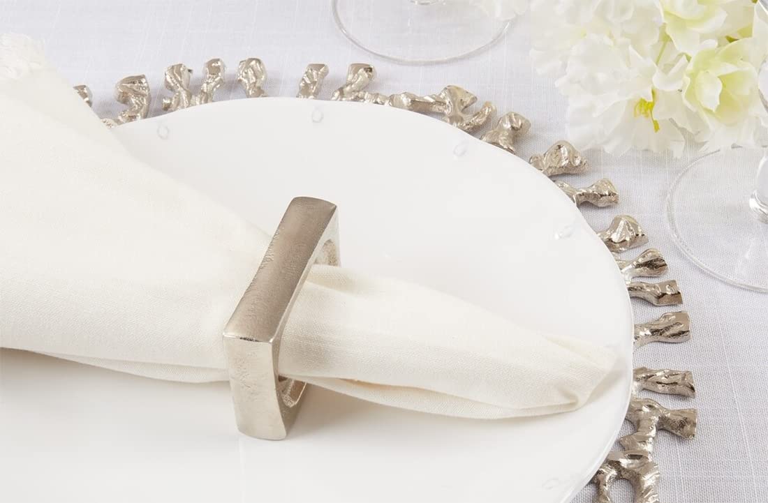 Fennco Styles Rectangle Aluminum Napkin Rings, Set of 4 - Black Metal Decorative Napkin Holders for Home, Dining Room, Banquet, Family Gathering, Holiday and Special Occasion