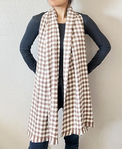 stylesilove Women Windmill Pattern Woven Cashmere Scarf with Fringe Warm and Ultra Soft Scarves Shawl Neck Wraps