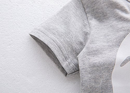 stylesilove Unisex Baby Boys Girls Grey Short Sleeve Cotton Romper with Hat 2pcs Cartoon Summer Outfit