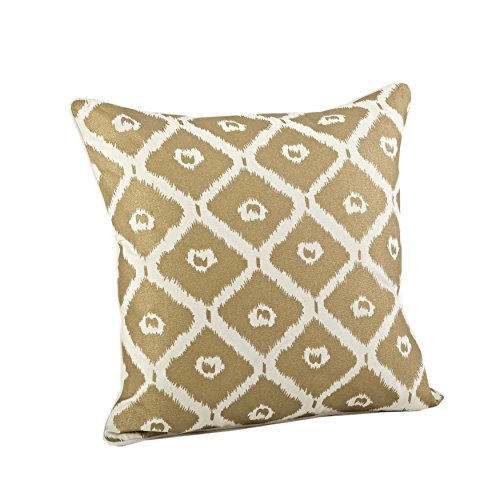 Fennco Styles Ikat Design Cotton Decorative Throw Pillow with Down Filled Insert 20 x 20 Inch - Silver Pillow for Home, Couch, Living Room and Bedroom Decor