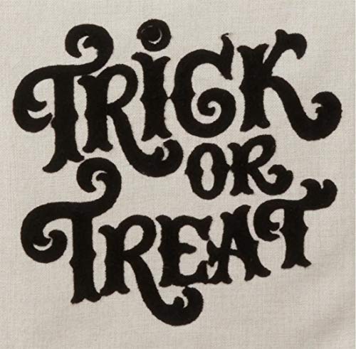 Fennco Styles Trick Or Treat Lace Trim Decorative Throw Pillow 16-Inch Square - Natural Cushion for Home, Couch, Living Room, Office and Halloween Decor
