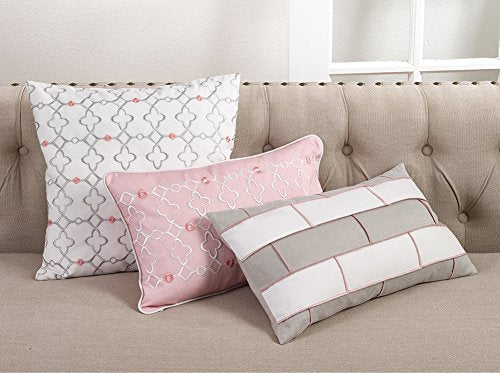 Fennco Styles Geometric Block Design Poly Filled Throw Pillow -12"x20" (Geometric Block)