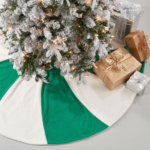 Fennco Styles Candy Cane Design Christmas Tree Skirt 72" Round - Red & White Tree Skirt for Home, Holiday Tree, Indoor Outdoor and Special Occasion