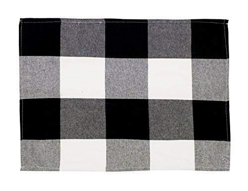 Fennco Styles Holiday Black Buffalo Check Plaid Cotton Placemats 14"x20", Set of 4