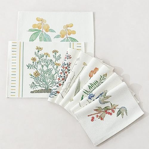 Fennco Styles Botanical Floral Print Cotton Blend Woven Table Placemats 13" W x 19" L, Set of 4 - Flower Design Table Mats for Home Décor, Dining Table, Banquet, Holiday and Family Gathering
