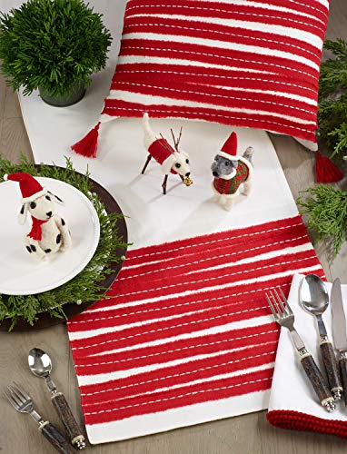 Fennco Styles Casual Frayed Line 100% Cotton Table Runner 16 x 72 Inch - White Table Cover for Home Décor, Banquets, Holiday Season and Special Occasion