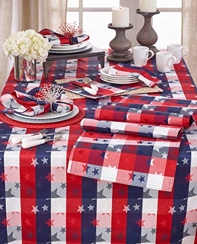 Fennco Styles Checkered Stardom Collection Traditional Plaid Table Linens – Multicolor Table Cover for Banquets, National Holidays, Special Events and Home Décor