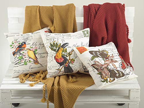 Fennco Styles Safari Collection Country Rhinoceros 100% Pure Cotton 18 x 18 Inch Throw Pillow with Case & Insert – Natural Decorative Pillow for Couch, Bedroom and Living Room Décor