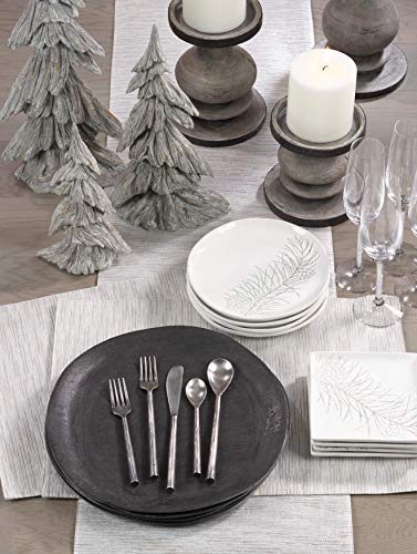 Fennco Styles Evelina Collection Contemporary Metallic Fused Table Linens – Silver Table Linens for Banquets, Family Gather, Special Events and Home Décor