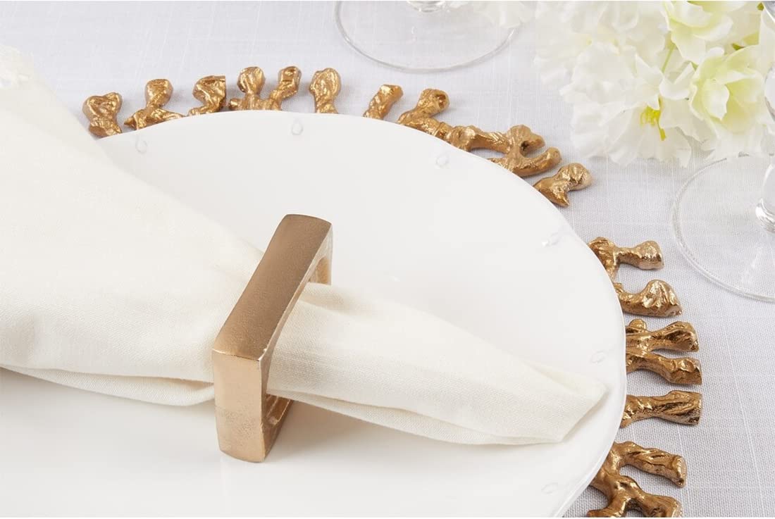 Fennco Styles Rectangle Aluminum Napkin Rings, Set of 4 - Black Metal Decorative Napkin Holders for Home, Dining Room, Banquet, Family Gathering, Holiday and Special Occasion