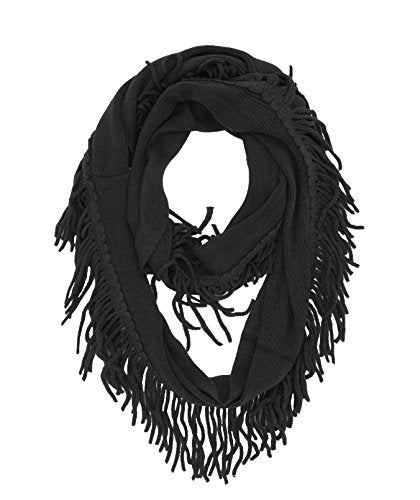 stylesilove Knitted Lightweight Infinity Fringe Women Fashion Scarf - 3 Colors