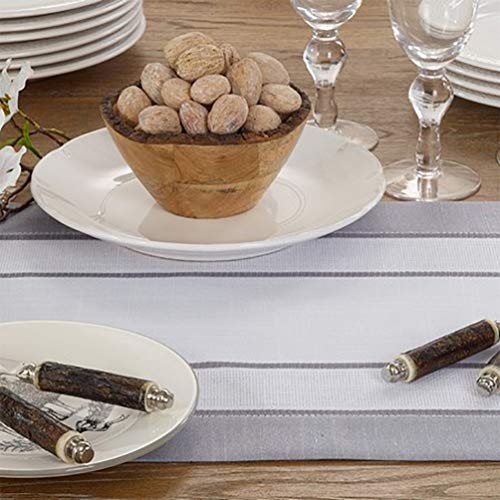 Fennco Styles Neutral Banded Border Design Table Runner - Decorative Table Cover for Everyday Use, Dining Table Décor, Banquets, Family Gatherings and Special Occasions