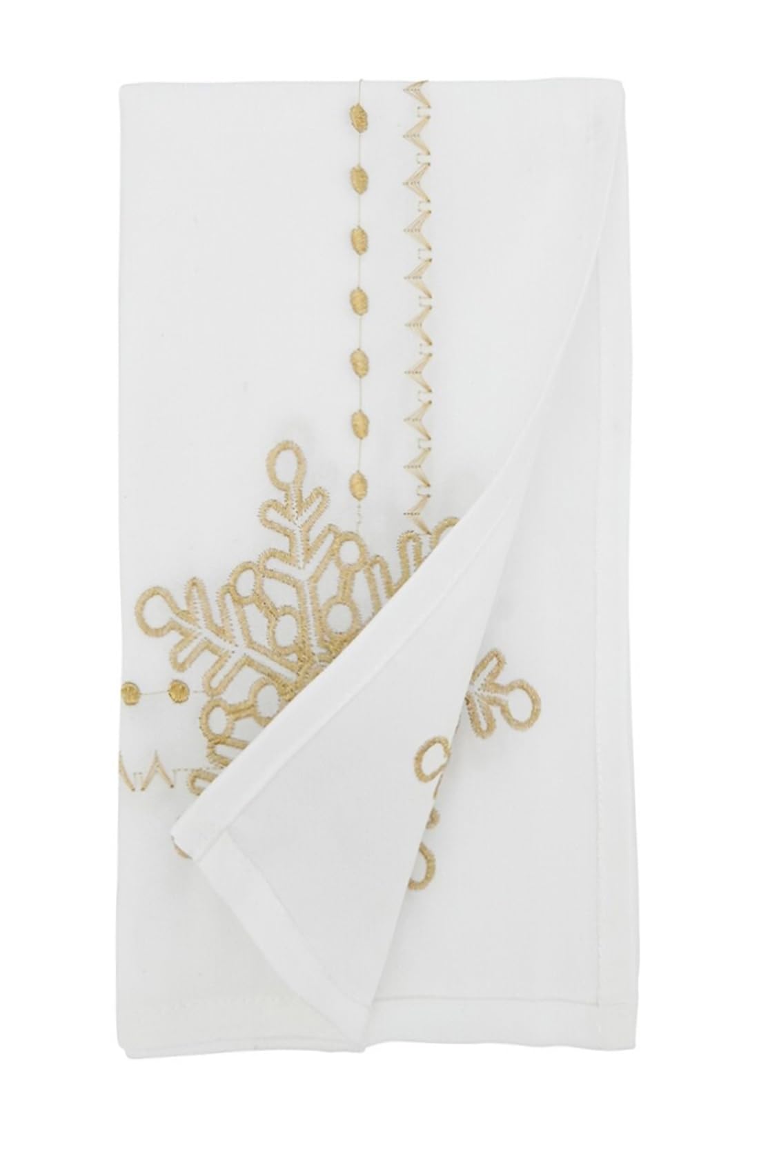 Fennco Styles Metallic Gold Embroidered Snowflake Christmas Table Runner 16" W x 72" L