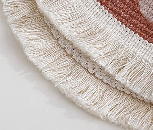 Fennco Styles Art Design Abstract Print Fringe Cotton Placemat 13" Round, Set of 4 - Woven Table Mats for Home Décor, Dining Table, Banquets and Special Events