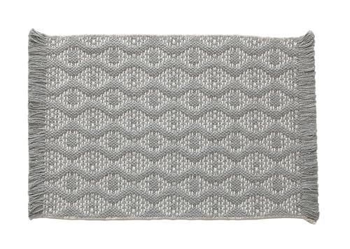 Fennco Styles Modern Diamond Woven Placemats 12" W x 19" L, Set of 4 - Grey Geometric Fringe Table Mats for Dining Room, Banquets, Family Gatherings, and Holidays
