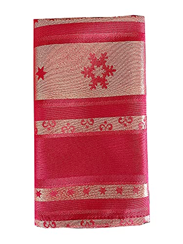 Fennco Styles Holiday Metallic Snowflake Printed Tablecloth 70" W x 70" L - Red Woven Table Cover for Home Décor, Banquet, Family Gathering, Christmas, Special Occasion (20"X20" Napkin, Set of 4)