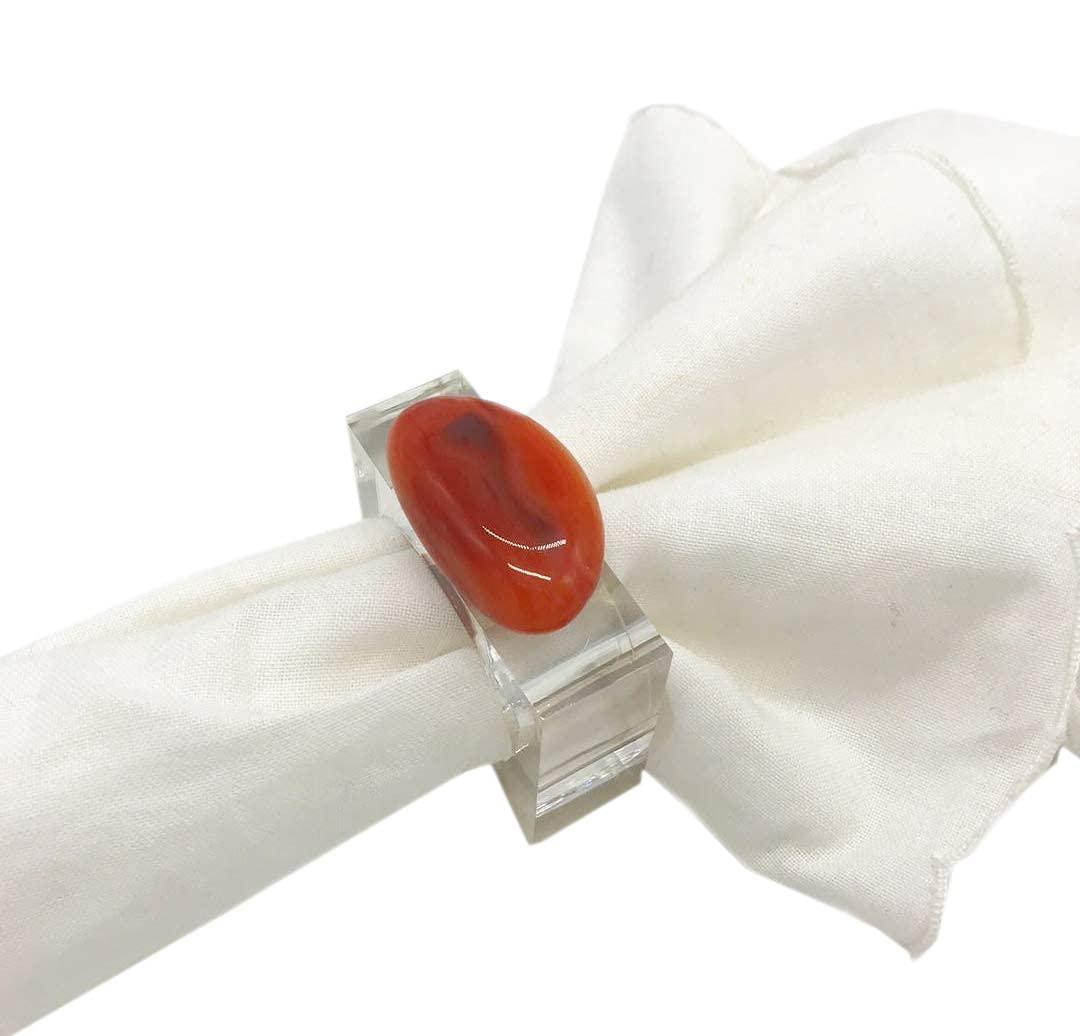 Fennco Styles Natural Stone Napkin Rings, Set of 4 - Natural Rock Napkin Holders for Home Décor, Dining Table, Banquet, Everyday Use and Special Occasion