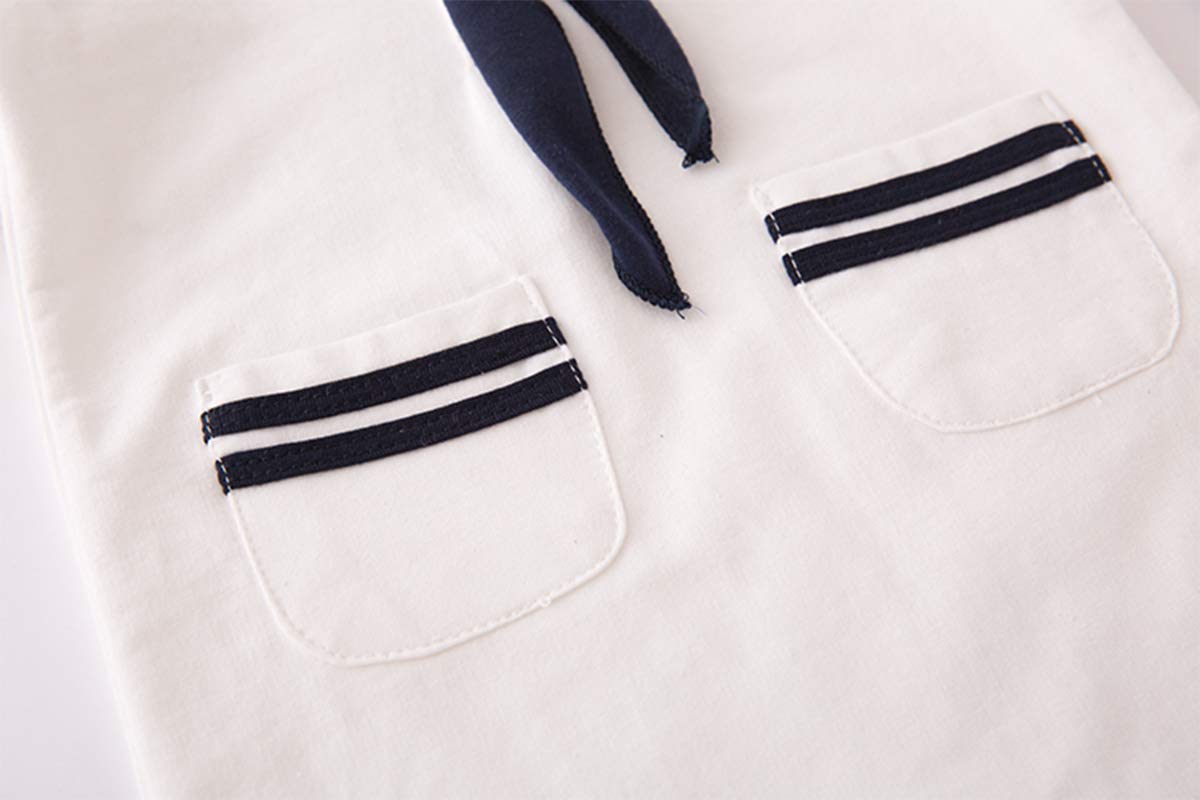 stylesilove.com Baby Boy Marine Sailor Cotton Romper Onesie with Hat and Necktie 3pcs Holiday Outfit