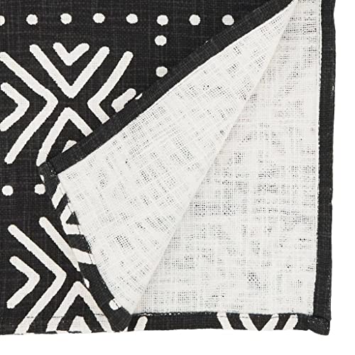 Fennco Styles Arrow Mud Cloth Design Cotton Table Runner 16" W x 72" L - Black Tribal Printed Table Cover for Home Décor, Everyday Use, Banquets and Special Occasion