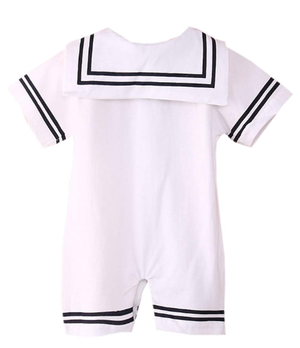 stylesilove.com Baby Boy Marine Sailor White Short Sleeve Romper Onesie Outfit Holiday Special Occasion Baby Clothing