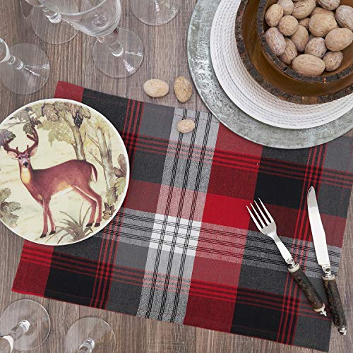 Fennco Styles Classic Rustic Plaid Cotton Table Runner - Red Traditional Plaid Table Cover for Christmas Décor, Home, Banquet, Family Gathering and Special Occasion