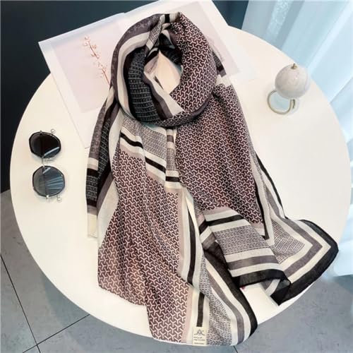 stylesilove Women Stripe Geometric Printed Lightweight Fashion Scarf Large Shawl Scarves Neck Wraps for All Season, 7 Colors