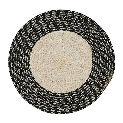 Fennco Styles Hand Braided Two-Tone Cotton Placemats 15" Round, Set of 4 - Woven Texture Heat Resistant Insulation Table Mats for Home Décor, Dining Table, Banquets, Holidays and Special Occasions