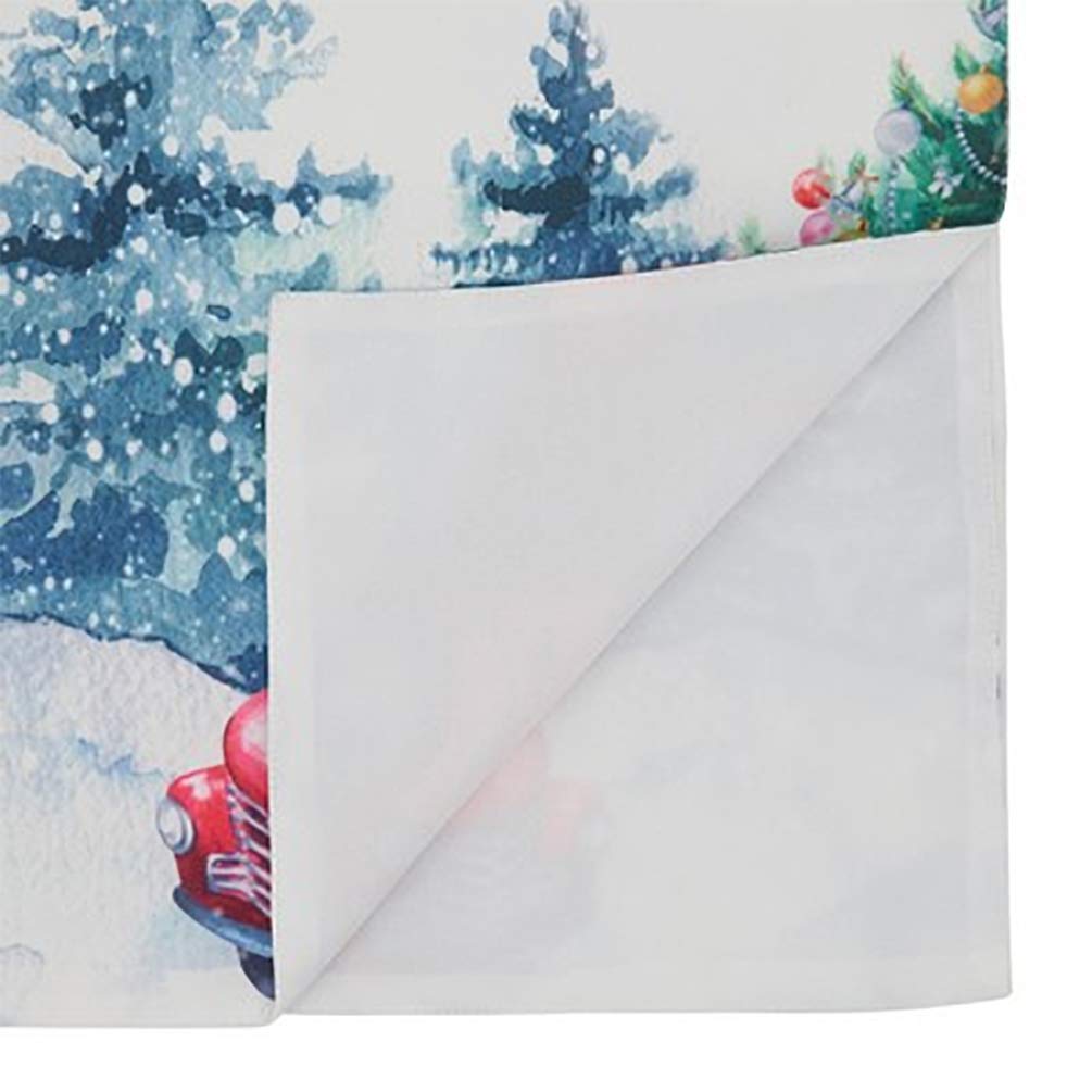 Fennco Styles Red Truck and Ornament Christmas Tree Table Runner 16" W x 70" L - Multicolored Festive Table Cover for Home Décor, Dining Table, Banquet, Family Gathering, Holiday and Special Occasion