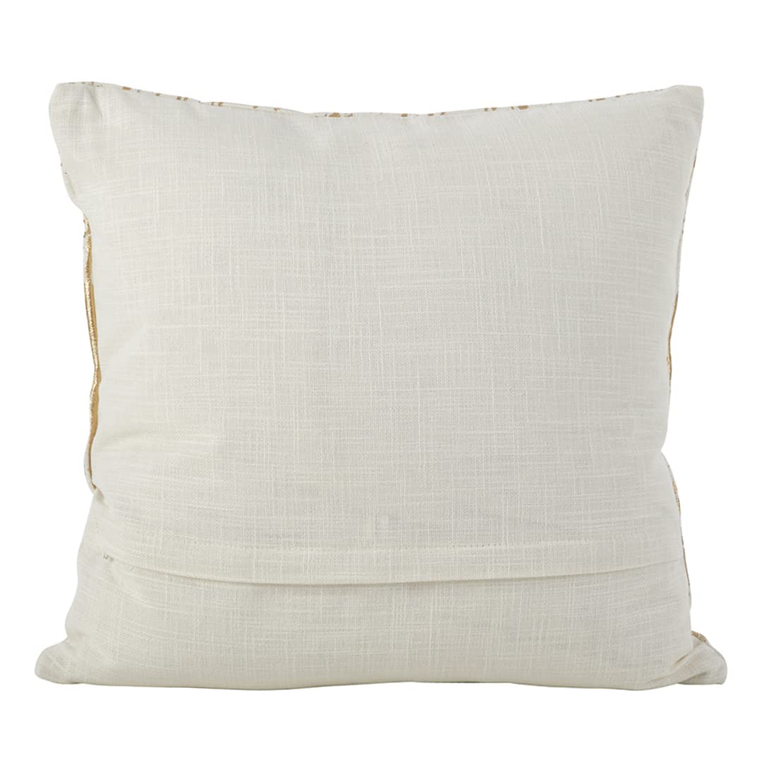 Fennco Styles Distressed Metallic Foil Design Cotton Throw Pillow - Gold Throw Pillow for Couch, Living Room and Bedroom Décor
