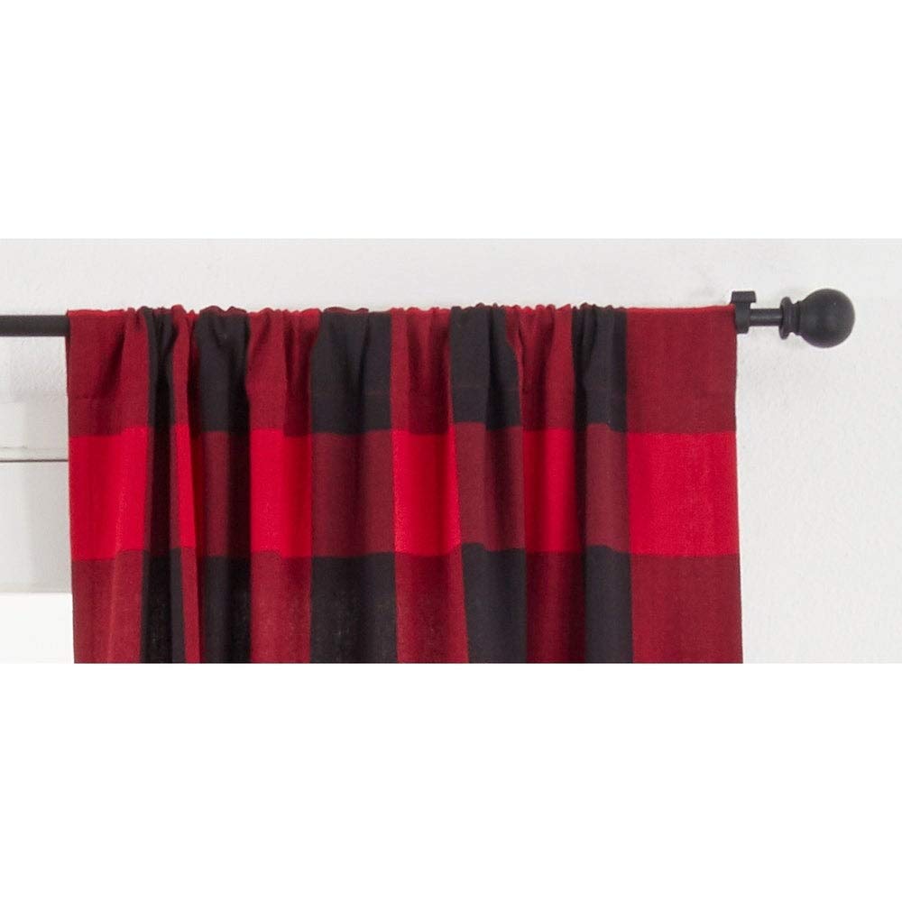 Buffalo Plaid Home Décor 100% Pure Cotton Rod Pocket Window Curtain Single 1 Panel for Bedroom, Living Room, Patio Door Backing Sliding Glass Door Drape, 54 Inches W x 96 Inches L, Red-Black